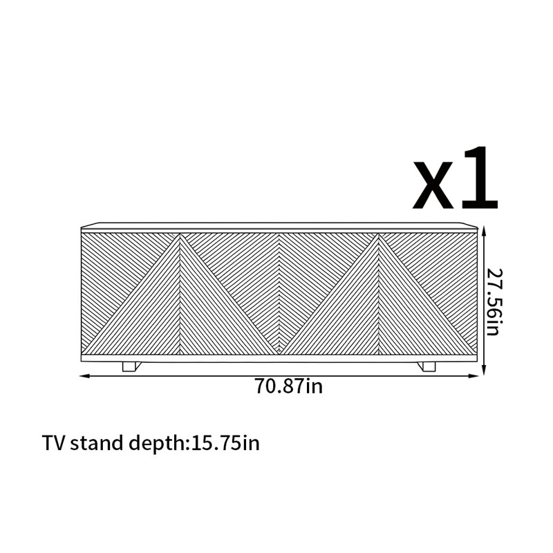 Meuble télé Nordic, 70.87", Brun