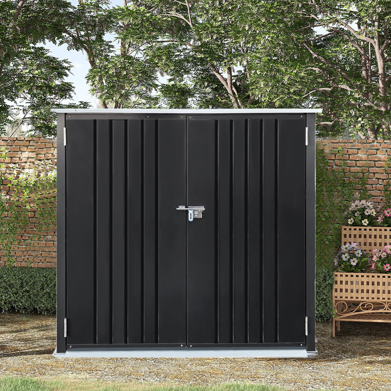 Galvanized Steel Bike Shed with Removable Gravity Locking Racks, Outdoor Bicycle Storage D199x W141x H143m With 2 Racks
