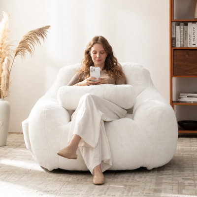 Fauteuil à billes surdimensionné de 46 po pour adultes avec coussin et poche