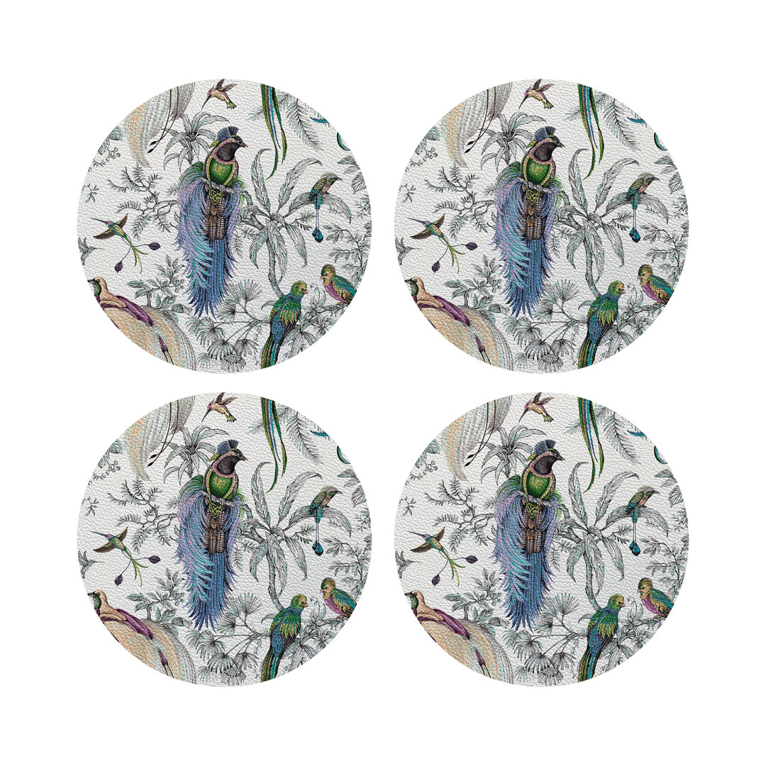 Audubon Exotica Vegan Leather Round Pebble Placemat (Set of 4) Nicolette Mayer