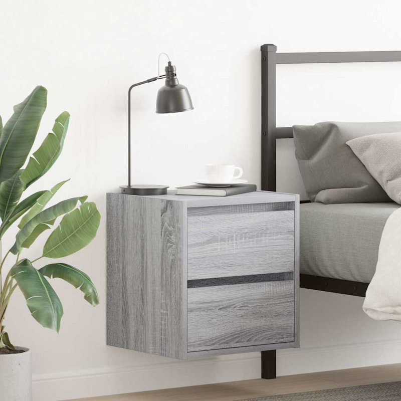 Wall-Mounted Bedside Cabinets 2 Pcs 38X34x40 Cm, Grey Sonoma, 2