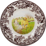 Spode Woodland Dogs Dinner Plate 10.5" Yel Lab