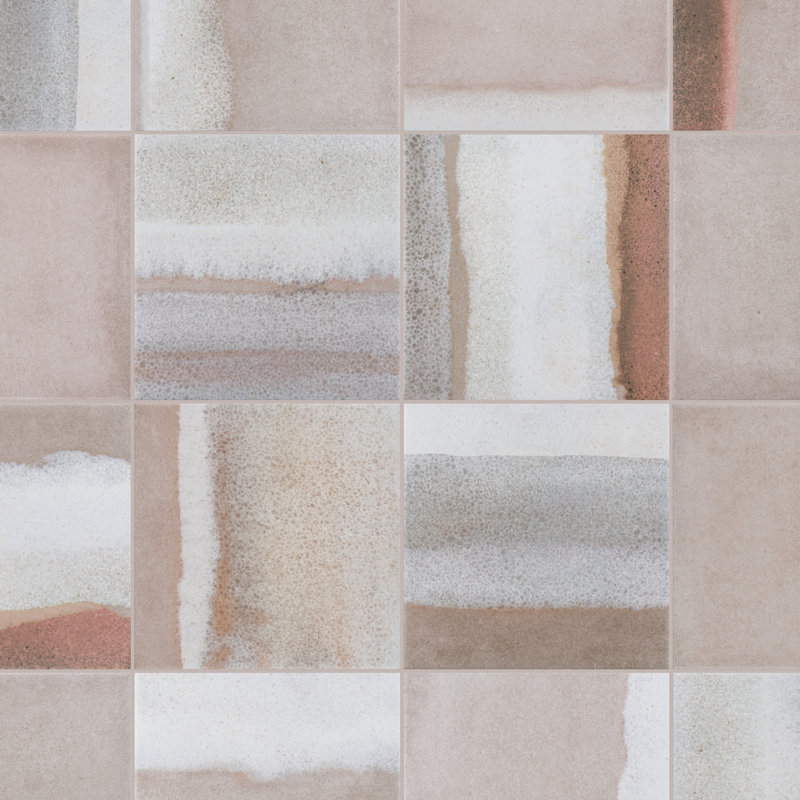 Matter Canvas 6" x 6" Porcelain Stone Look Floor and Wall Tile, Taupe/Red