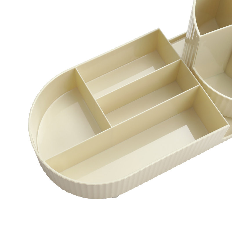 Nakayah Plastic 9 Compartment Makeup Organizer, Cream