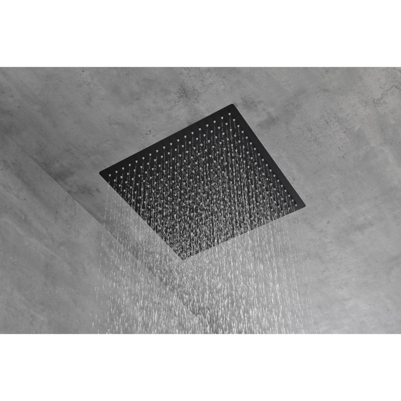 Tête de douche à pluie noire matte pour salle de bain 16 po en acier inoxydable 304 de 16 po