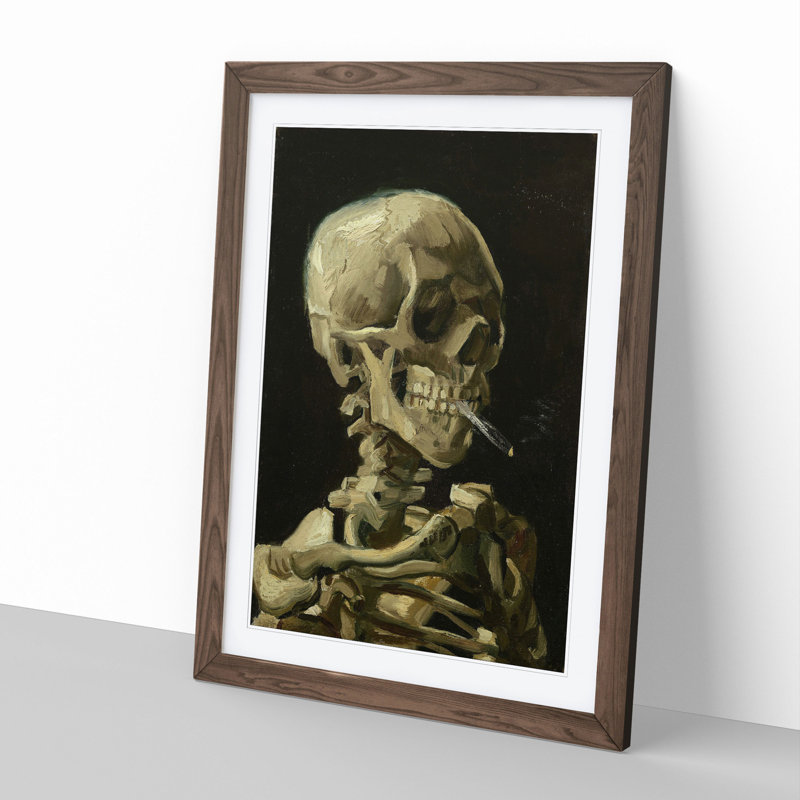 Cigarette with Skull by Vincent Van Gogh - Framed Print, 65cm H x 48cm W x 2cm D, Walnut Framed