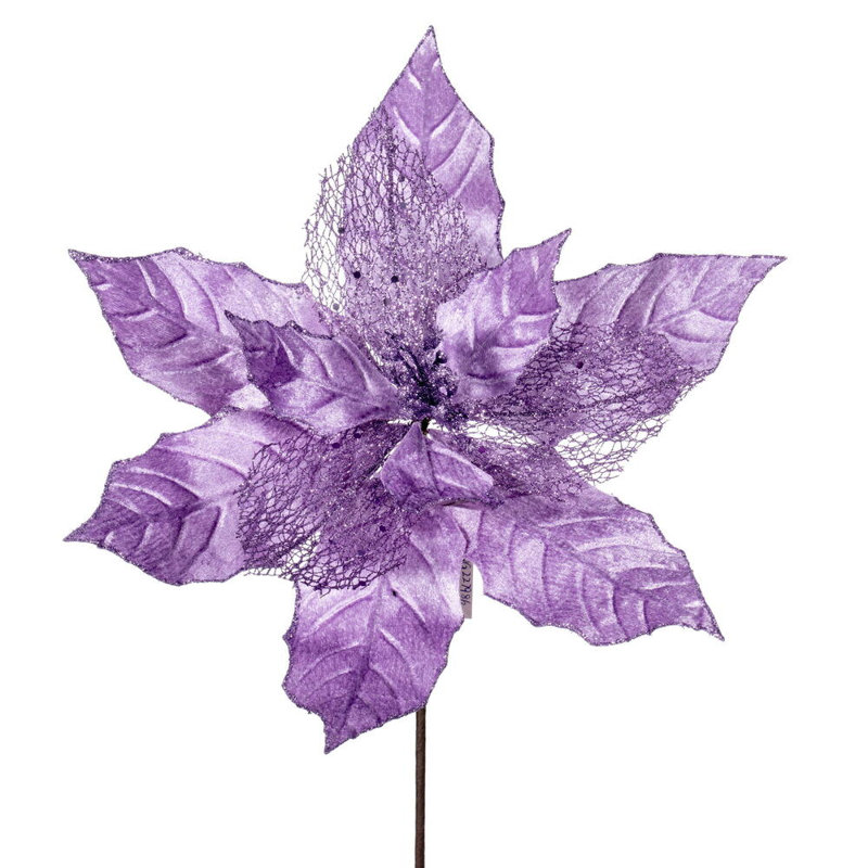 Tissu avec tige de poinsettia, Lavande