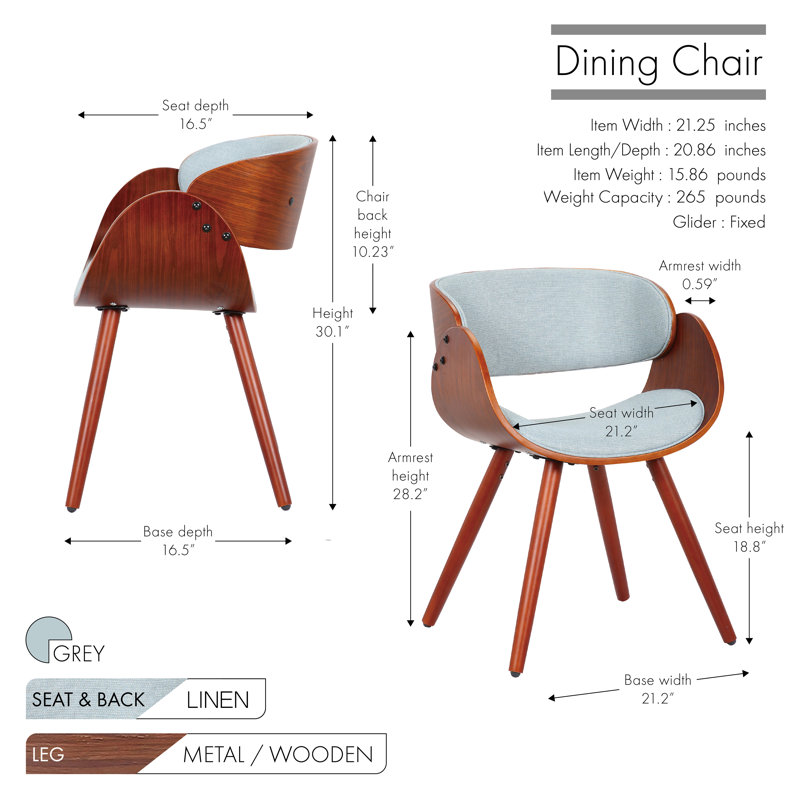 Lamia 136.8cm H Linen Upholstered Armchair in Brown, Grey