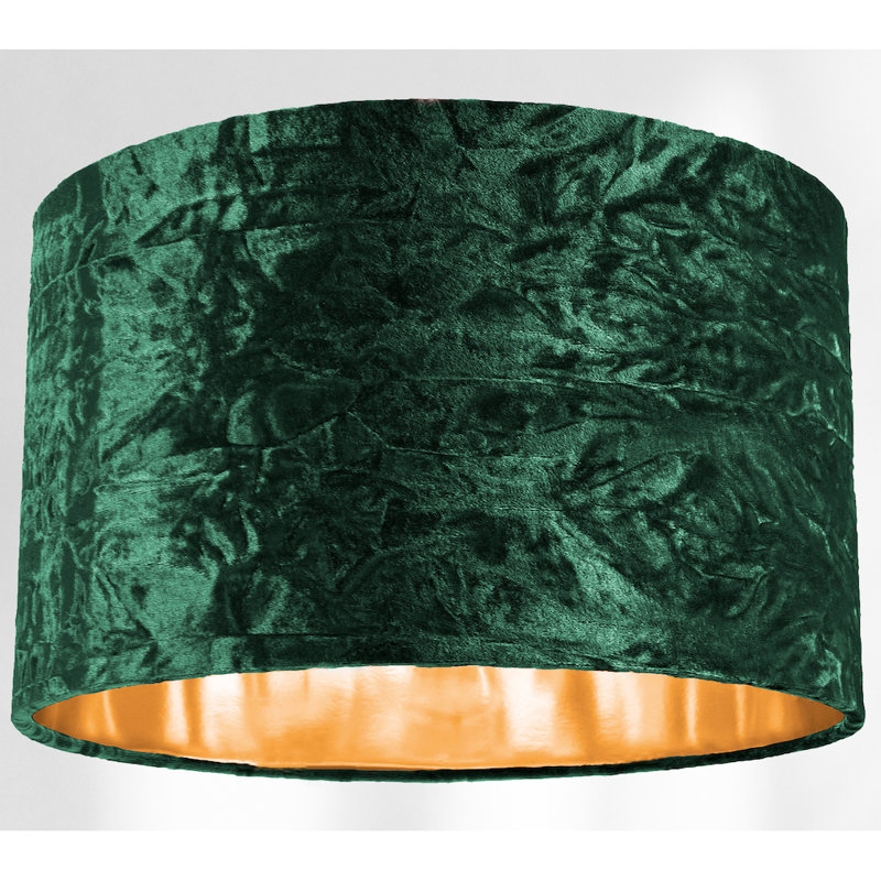 30cm Velvet Drum Lamp Shade, Forest Green, 18cm H x 25cm W x 25cm D