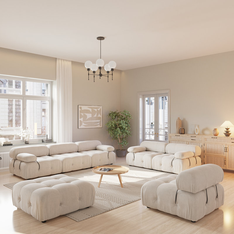 Ensemble de salon modulaire en velours 4 pièces, Beige