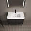 Armoire de salle de bain autoportante 36 po avec lavabo en résine - fini chêne foncé et aspect sophistiqué-457948925