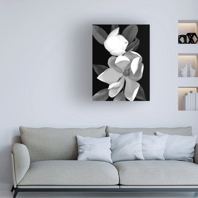 Art mural sur toile tendue - Susan S. Barmon «White Magnolia Black and White», art mural pour salon, chambre à coucher ou bureau - 18 x 24