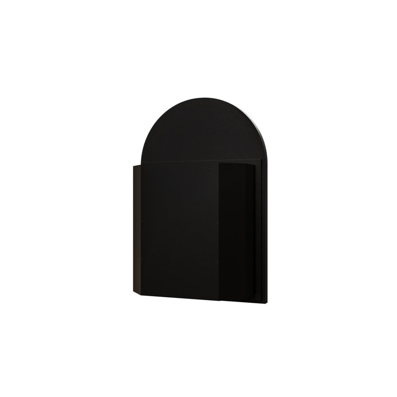18X24 Inch Matte Black Metal Corner Medicine Cabinet With Arched Mirror For Small Bathroom Storage And Space In Setups Limited Space Organization