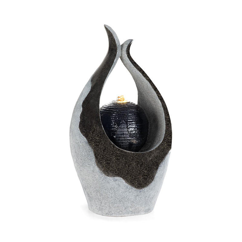 Outdoor Sculptural Fountain with Lights