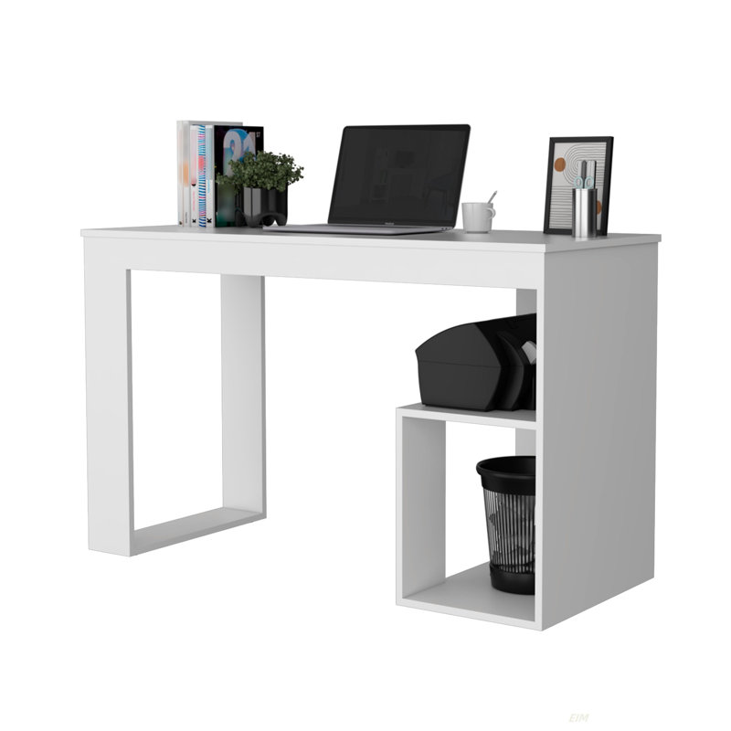 Bureau d'écriture blanc à deux tablettes (bureau), H 28,96 po x l 47,2 po x P 19,72 po
