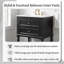 Meuble-lavabo de 24 po au design rétro avec lavabo en céramique standard, noir, 2 tiroirs et tablette ouverte, disposition de plomberie personnalisée, facile à nettoyer-130830792-130830797