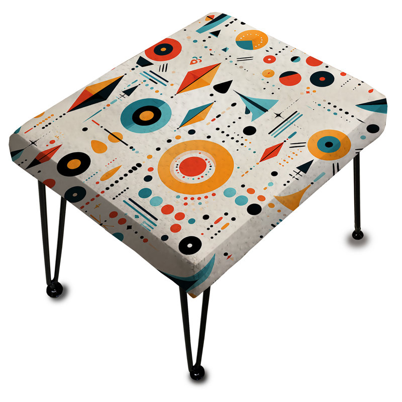 Eclectic Boho Geometry In Yellow And Blue - Geometric Rectangle Ottoman