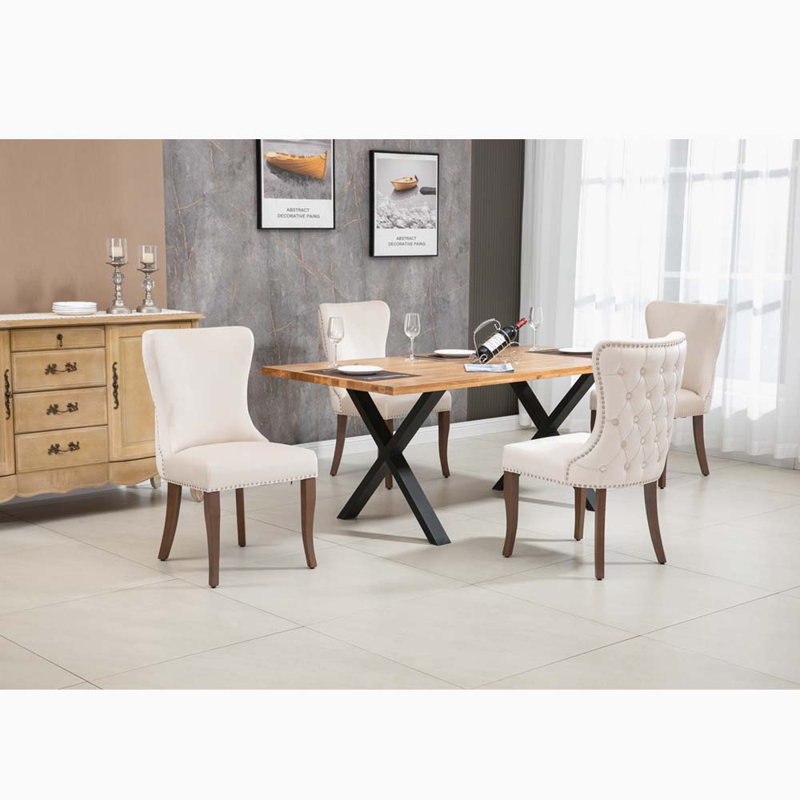 Chaise d'appoint rembourrée en velours Ellias, Blanc crème