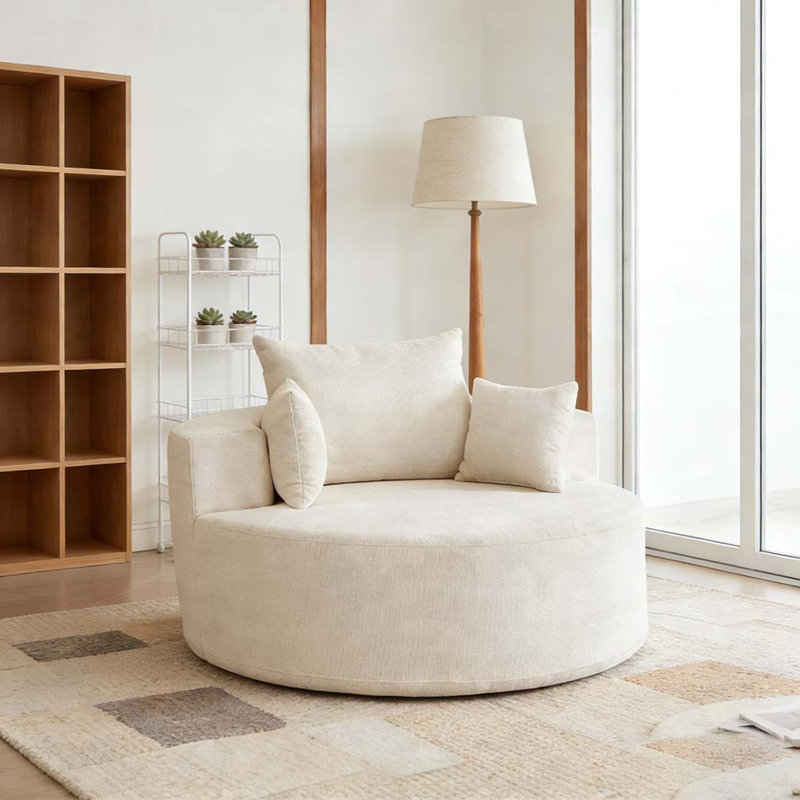 Canapé simple en éponge de 55 pi, Chenille, Beige