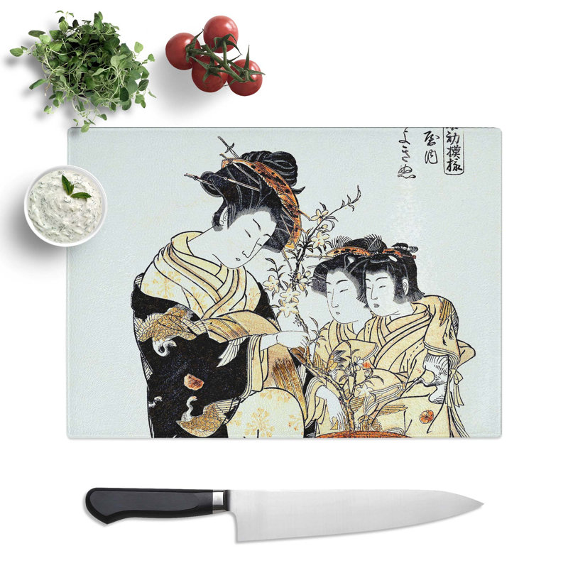 Tempered Glass Courtesan Sayoginu by Isoda Koryusai Chopping Board, 39 cm x 28.5 cm