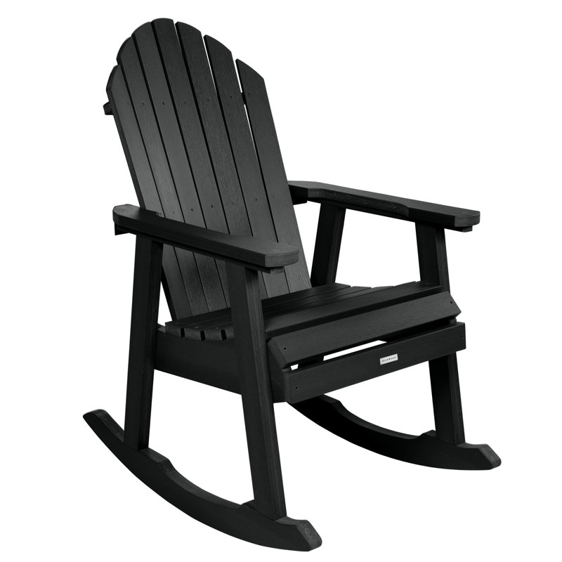 Hamilton Recycled Plastic Adirondack Rocking Chair, Black