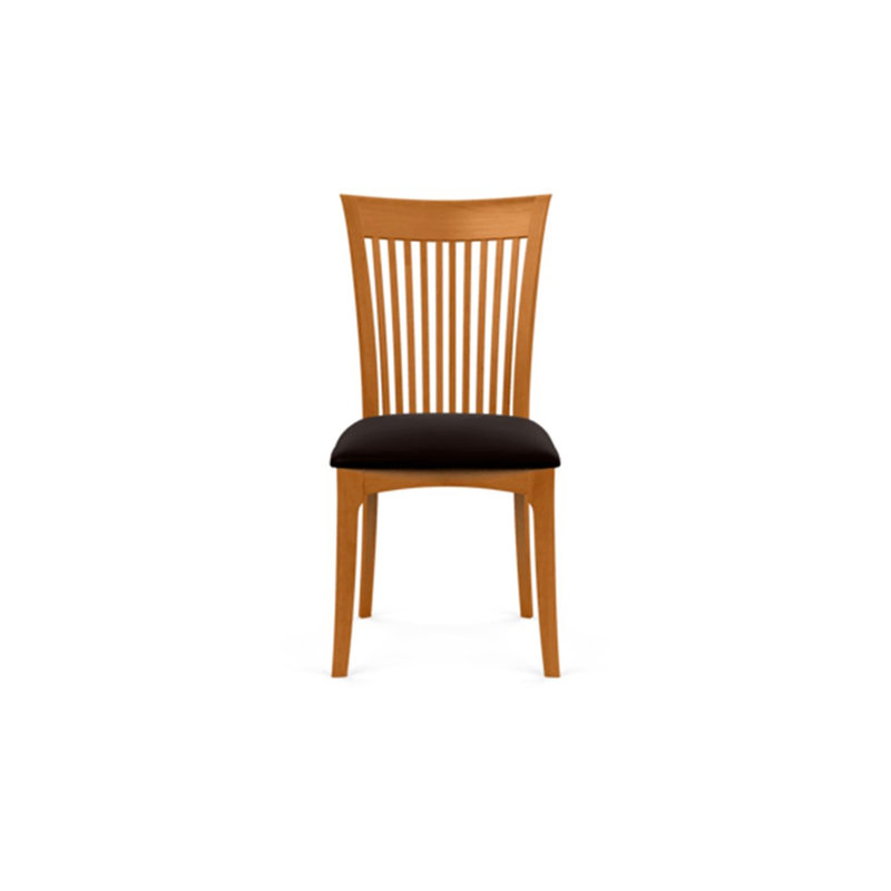 Sarah 19.25'' H Upholstered Side Chair, Ebony Leather, Natural Cherry