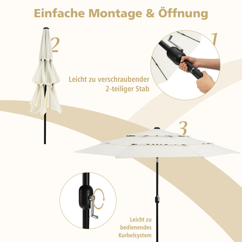 Goggins 300cm Market Parasol, Beige
