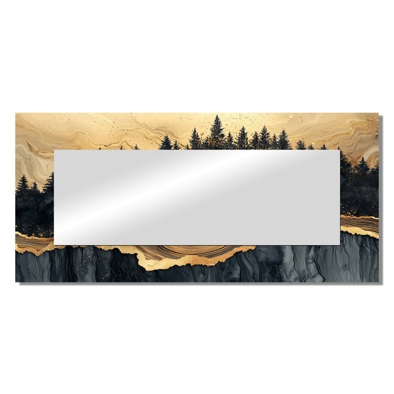 «Forest River Of Black Onyx Crystal II», art mural en miroir, imprimé sur métal, 28 po x 60 po