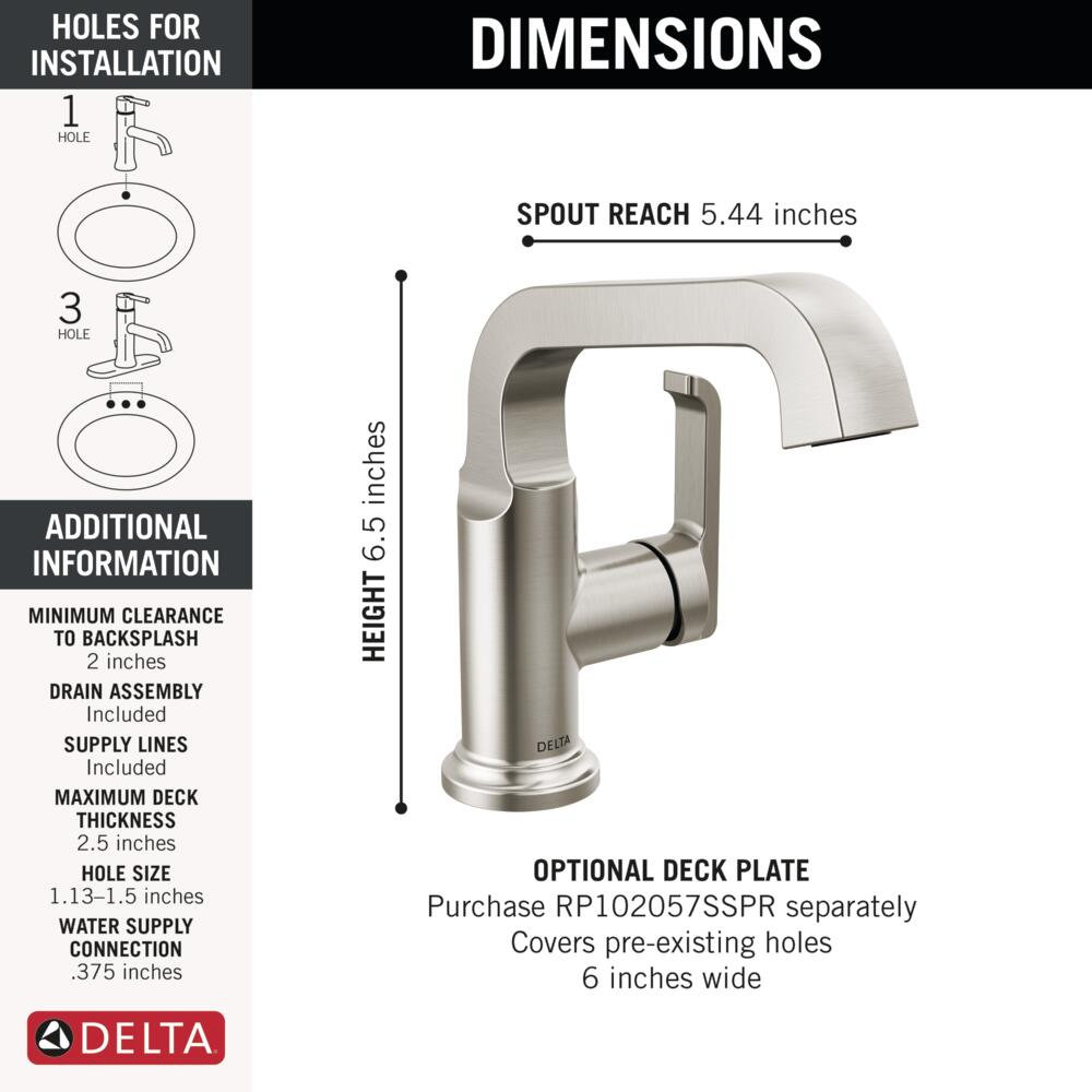 Tetra Single-Hole Faucet with Drain Assembly, Lumicoat Chrome