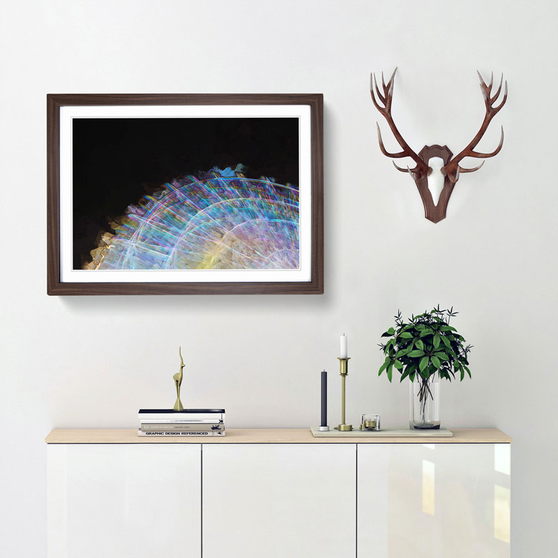 Lights of the Ferris Wheel in Abstract - Picture Frame Painting Print, Walnut Framed, 27cm H x 36cm W x 2cm D