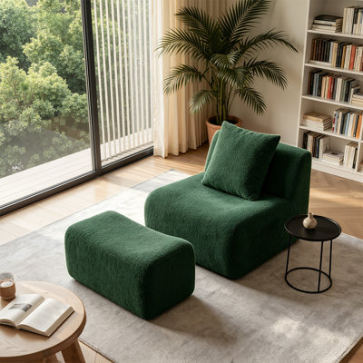 Soft Teddy Fabric Boneless Modular Sofa with 32D High-Density Foam, No Assembly Required