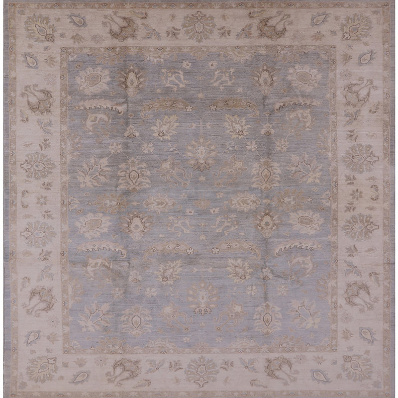 Tapis oriental brun / bleu Chenango, Carré 3 pi