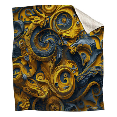 Couvertures complexes à tourbillons bleus et jaunes