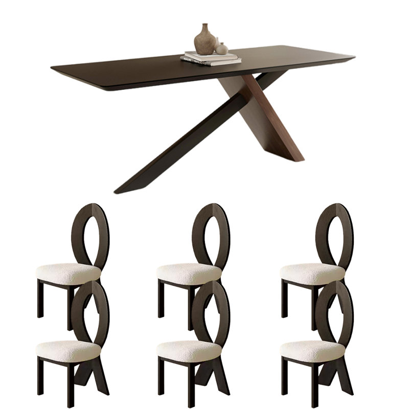 Ensemble de table de salle à manger rectangulaire de style français, Noir, H 29,5 po x L 55,1 po x l 27,6 po