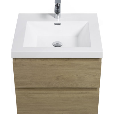 Meuble-lavabo mural 24 po avec lavabo, rangement mural moderne