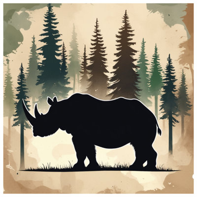 Silhouette Rhinoceros Forest Comforter