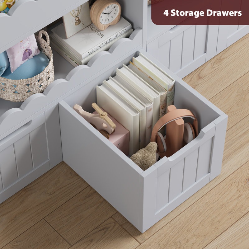 47.2" H Kids Storage Cabinet with 4 Removable Drawers, Gray