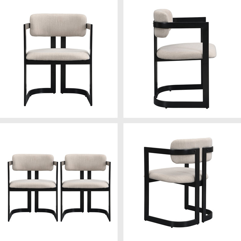 Ensemble de 2 chaises rembourrées en tissu, Noir, noir, noir, noir