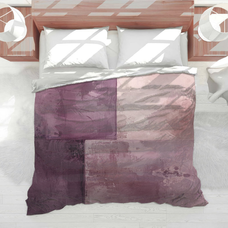 Édredon abstrait à texture mauve, Lit simple