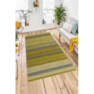 Eco-Friendly Hall Carpet, 100% Polyester, 39.4 x 78.7 inches | 650 g/m², Pile Height: 0.2 inches, Antibacterial & Non-Slip PVC Dot Underside | Machine Washable & Easy Care, Vibrant Green Digital Print for Modern Décor