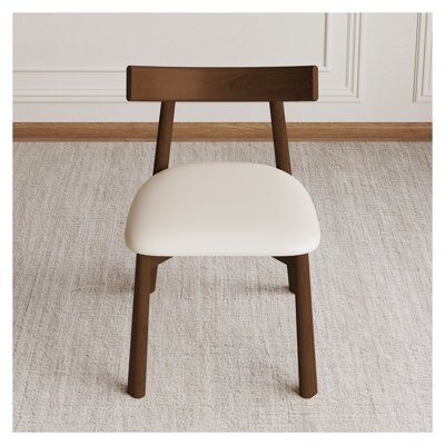 Set of 2 Modern Dining Chairs with Walnut Finish, Ergonomic Kitchen Chairs with Thick Cushions and Curved Backrest, Sturdy Wooden Legs
