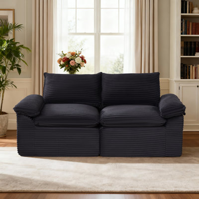 Causeuse moderne moelleuse en velours côtelé pour salon, appartement ou bureau