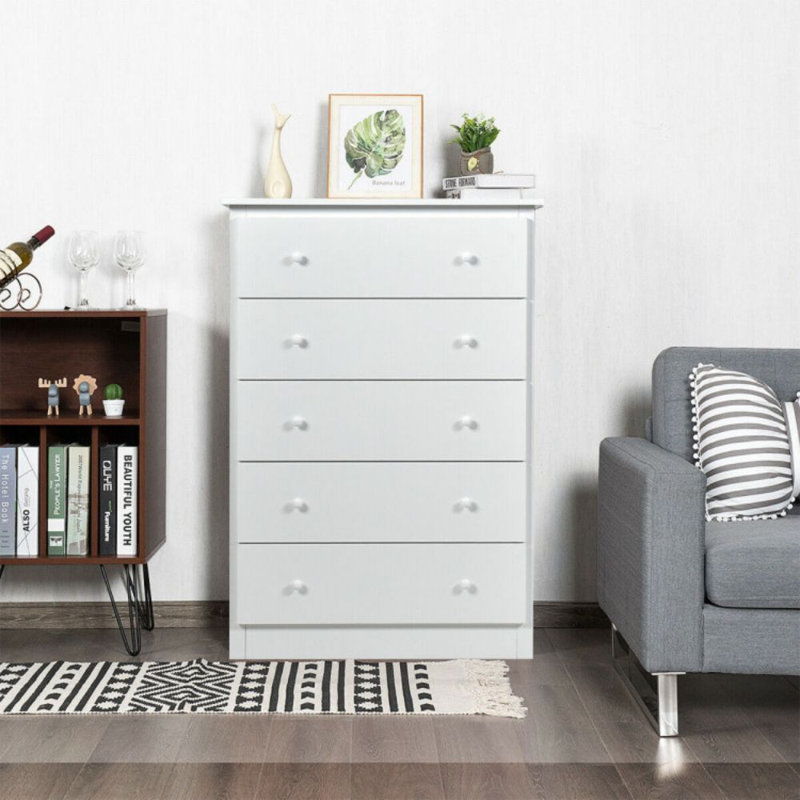 Commode à cinq tiroirs, Blanc