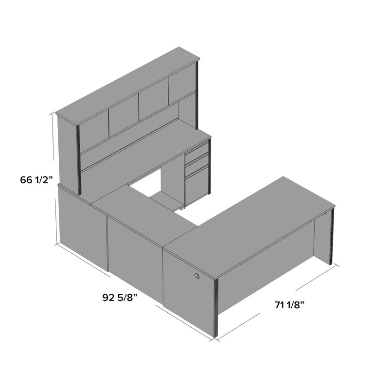 Padro Modular U-Shaped Computer Desk, Bark Gray/Slate