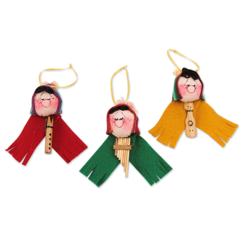 Ensemble d’ornement figurine suspendu à la main 3 pièces jolie musiciens