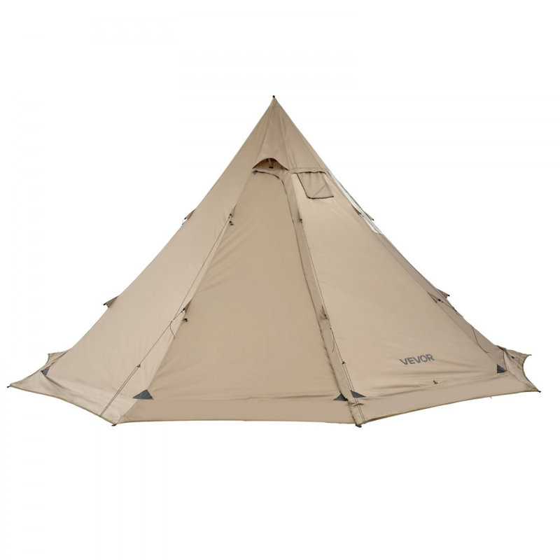 Hot Tent for 4-6 Persons, Portable Winter Tipi Tent with Stove Jack, Waterproof Canvas Camping Tents, Lightweight 4 Season Shelter Tents for Hiking Fishing Backpacking, L Size