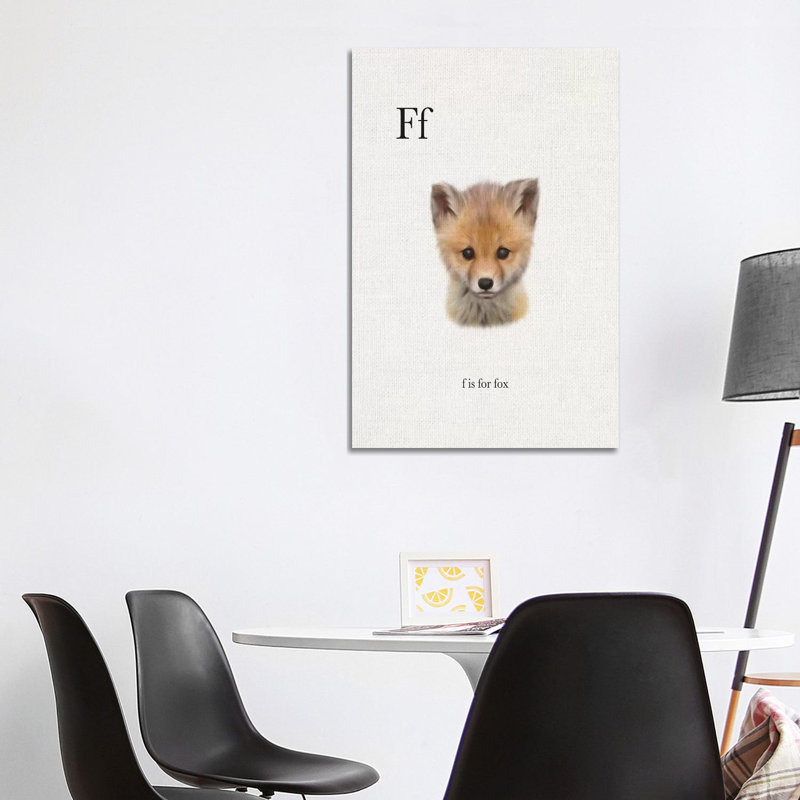 F Is For Fox by Leah Straatsma - Wrapped Canvas Print, 20.32 cm H x 30.48 cm W