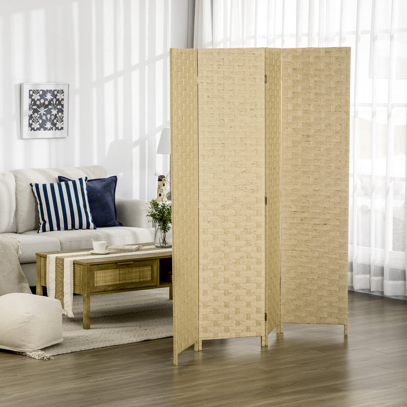 159.5cm W x 169.5cm H 4 - Panel Solid Wood Folding Room Divider, Brown