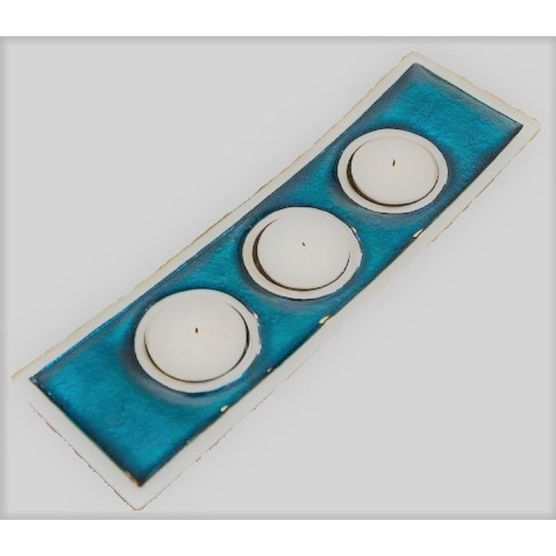 Metal Tealight Holder, Aqua