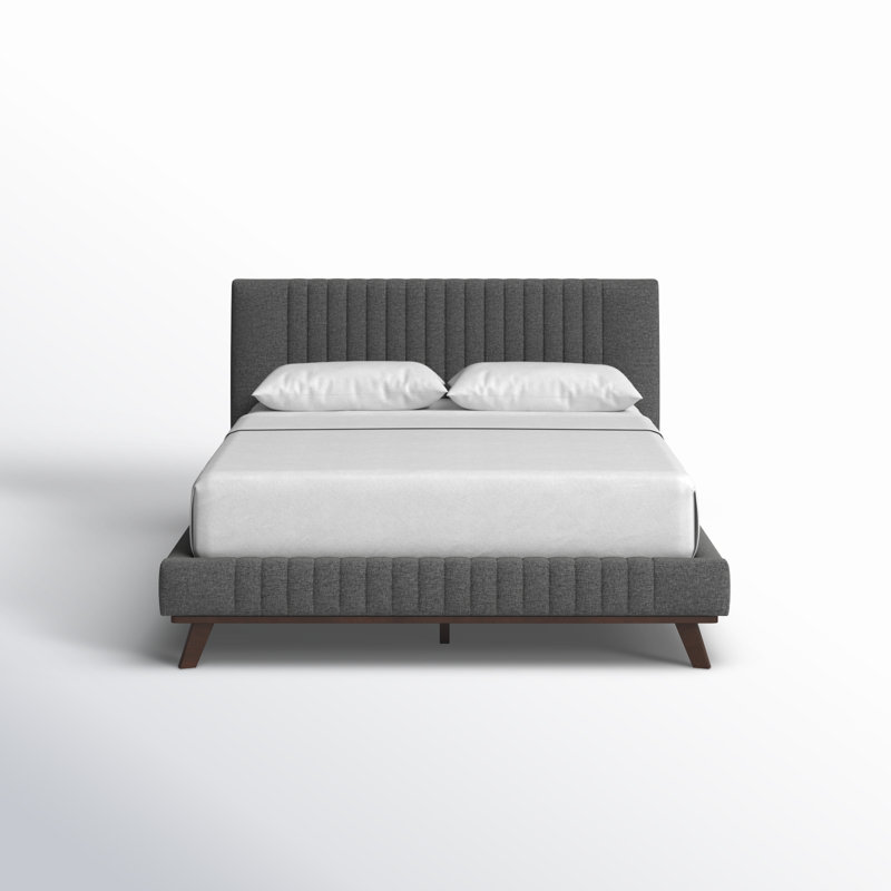 Sven Upholstered Platform Bed, Dark Gray, Queen
